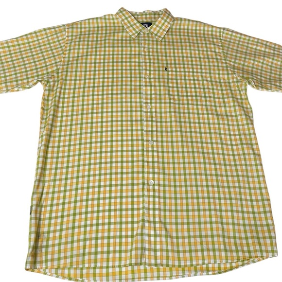 KARL KANI BUTTON DOWN SHORT SLEEVE PLAID SHIRT SZ XL EUC - Picture 2 of 9